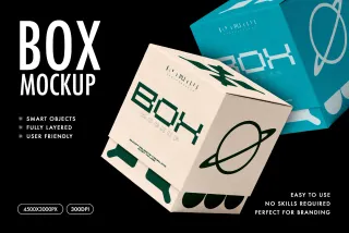 Square Packaging Box Mockup