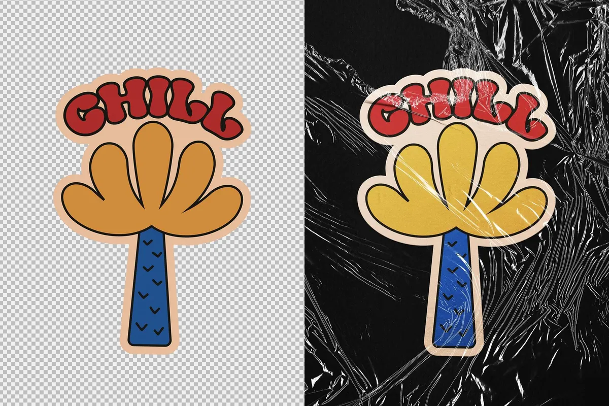 Wrinkled Plastic Stickers Mockup
