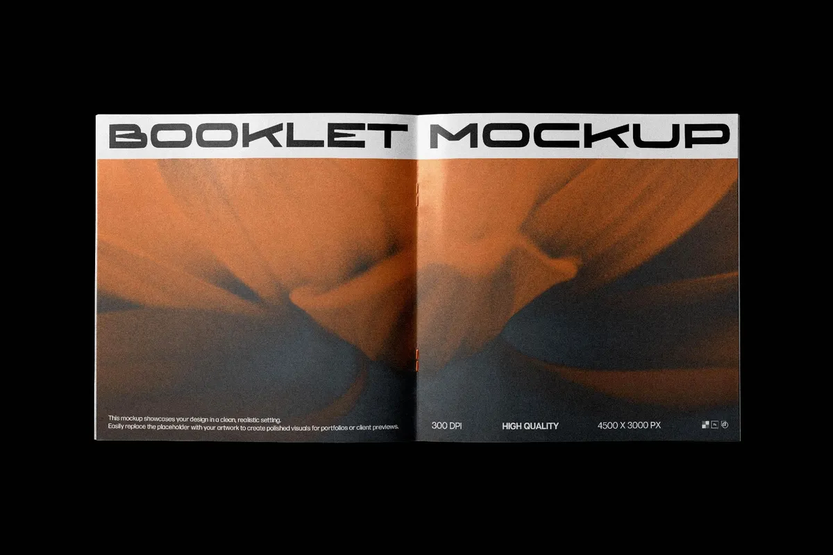 Saddle-Stitched Square Booklet Mockup