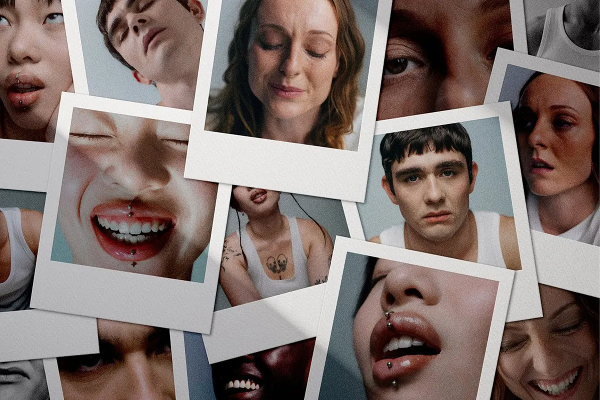 Scattered Polaroid Collage Mockup