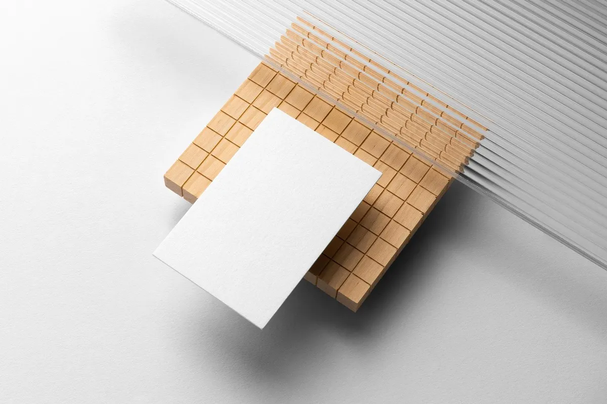 Square Coaster & Business Card Mockup