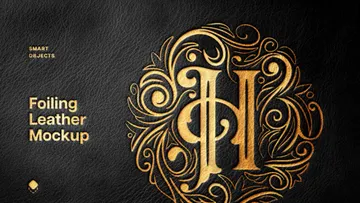 Black Elegant Leather Foiling Mockup