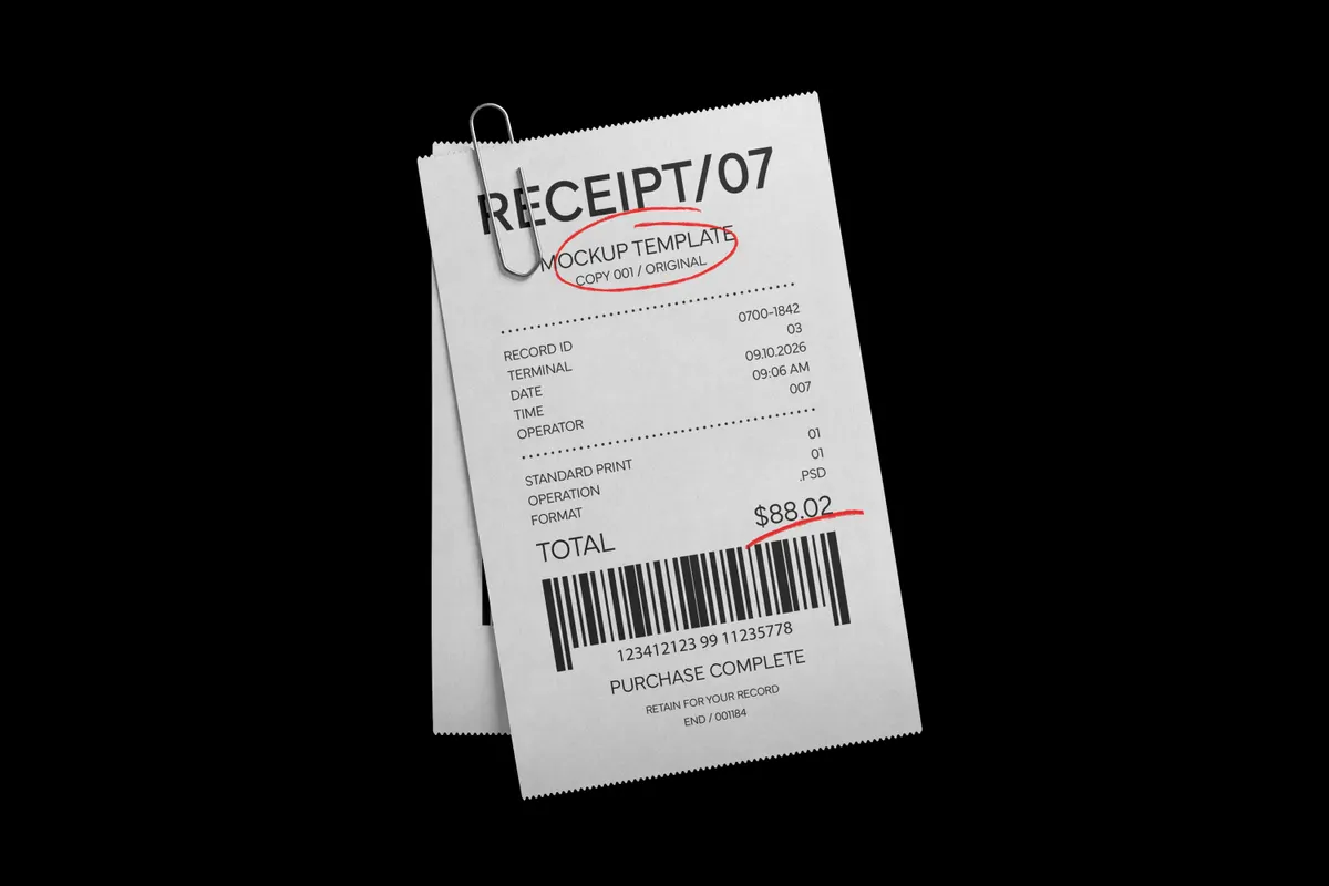 Paperclip Receipts Mockup