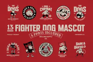 Vintage Fighter Dog Mascot