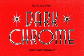 Vintage Dark Chrome Text & Logo Effect