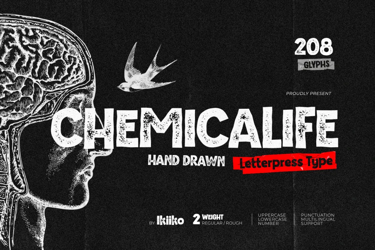Chemicalife - Handdrawn Letterpress Font