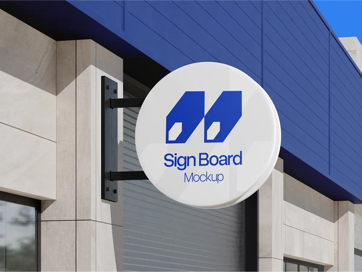 Round Outdoor Signage Mockup