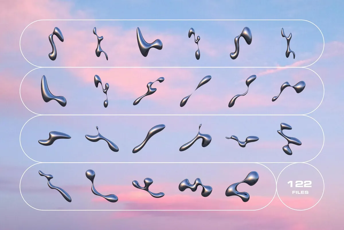 3D Liquid Metal Illustrations