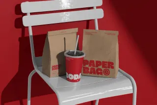 Fast Food Paper Bag and Cup Mockup