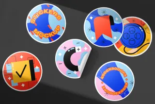 Circular Stickers Mockup