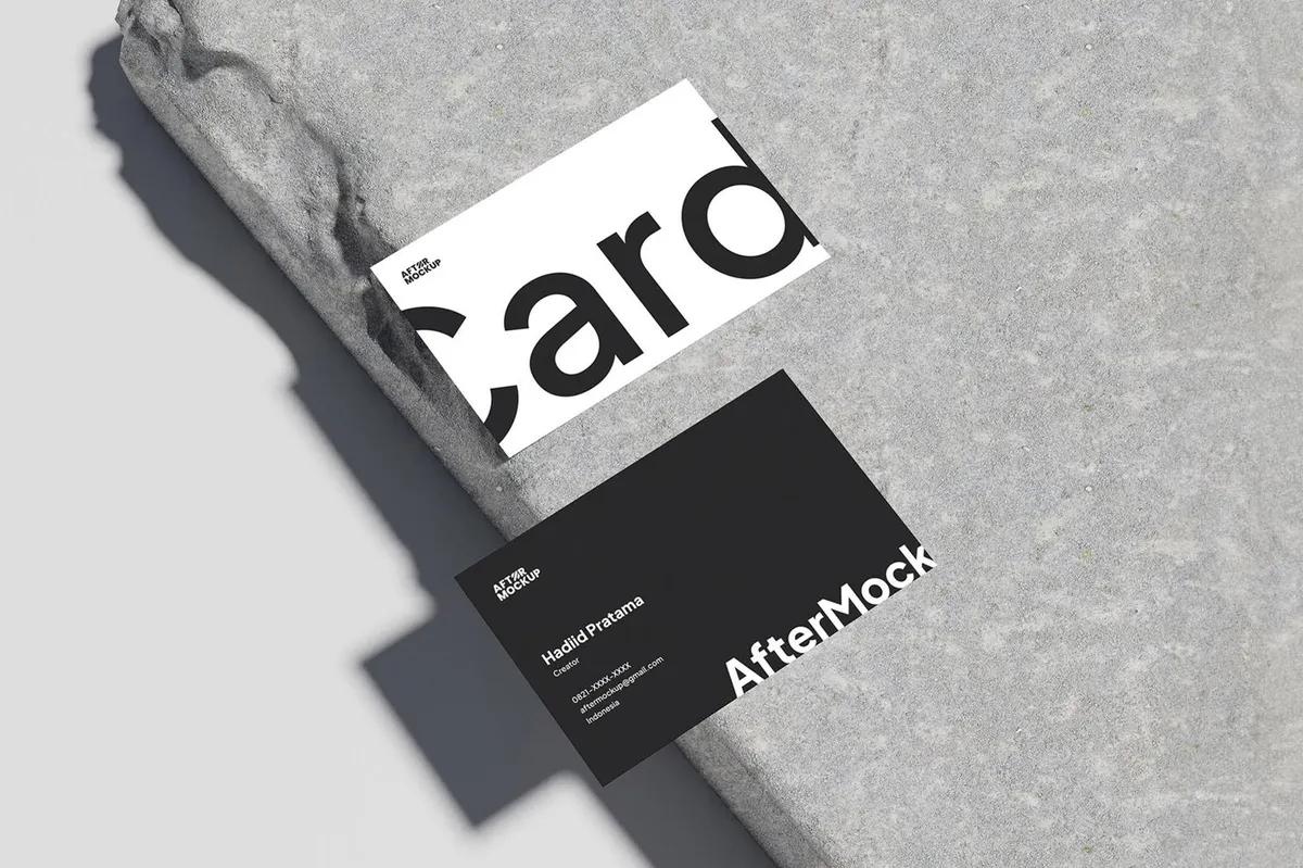 Business Card Mockup On Concrete