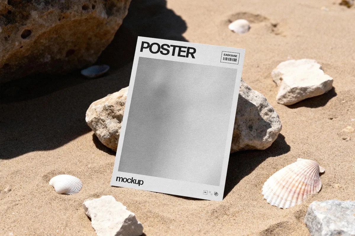 Summer Poster Mockup with Seashells