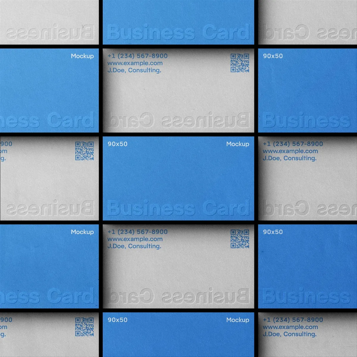 90x50 Business Card Grid Layout Mockup