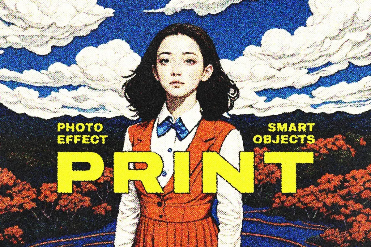 Halftone Print Effect Template