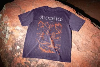 T-Shirt Mockup on Rock Close-Up View