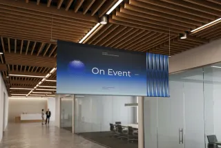 Corporate Lobby Hanging Banner Mockup