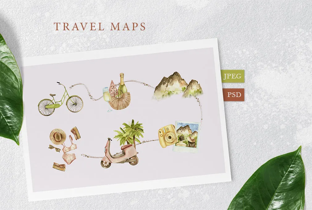 Travel Map Watercolor Art