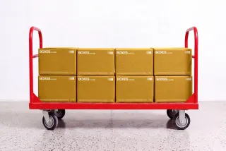 Stacked Boxes Mockup on a Trolley