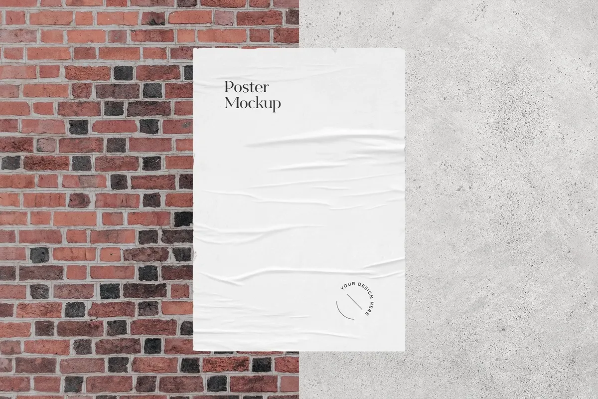 Vertical Glued Poster Mockup