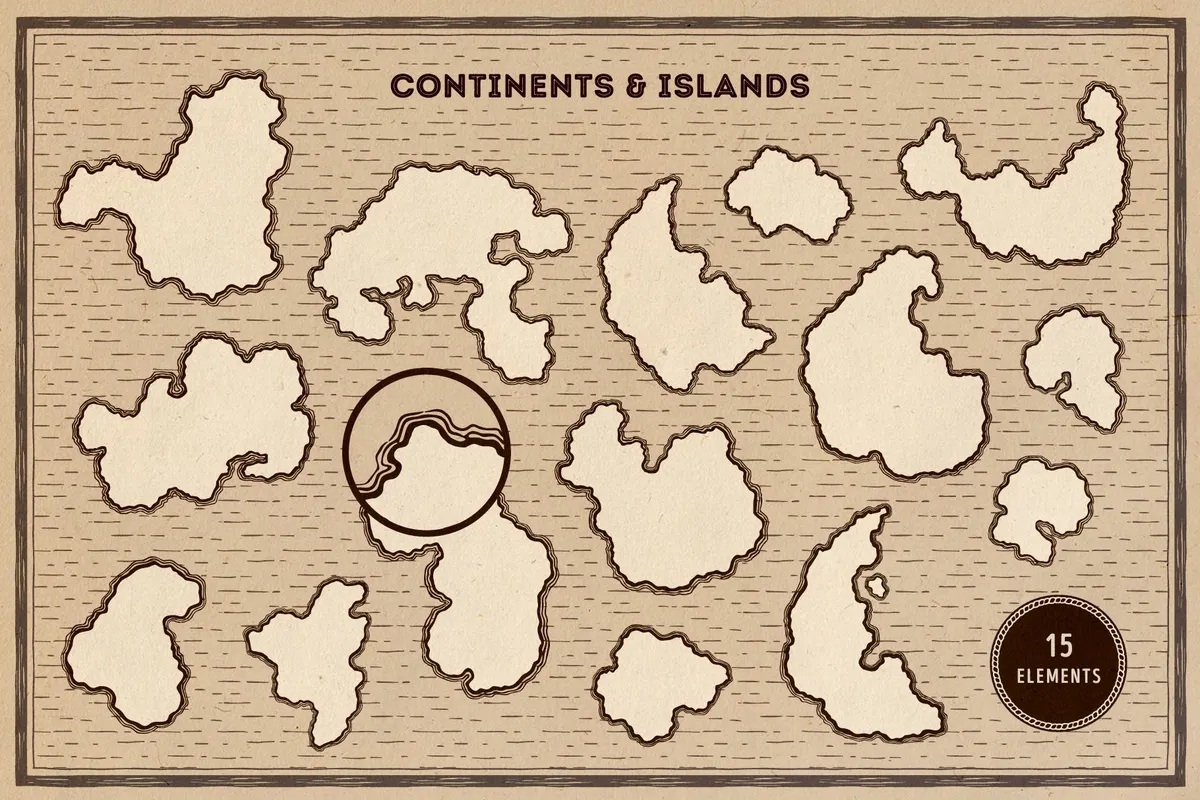 Magic Lands: Vintage Map Creator. Illustrator Brushes