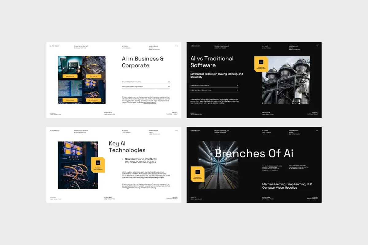 AI Technology Brand PowerPoint Template - Montena