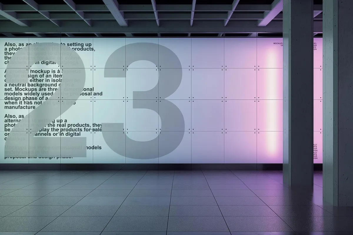 Modern Wall Display Mockup with Gradient Light