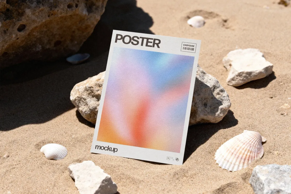 Summer Poster Mockup with Seashells