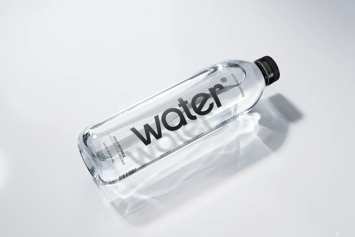 Clear Plastic Water Bottle Mockup for Branding