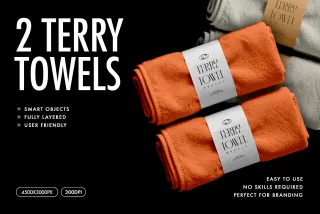 Rolled Towels Mockup with Paper Band