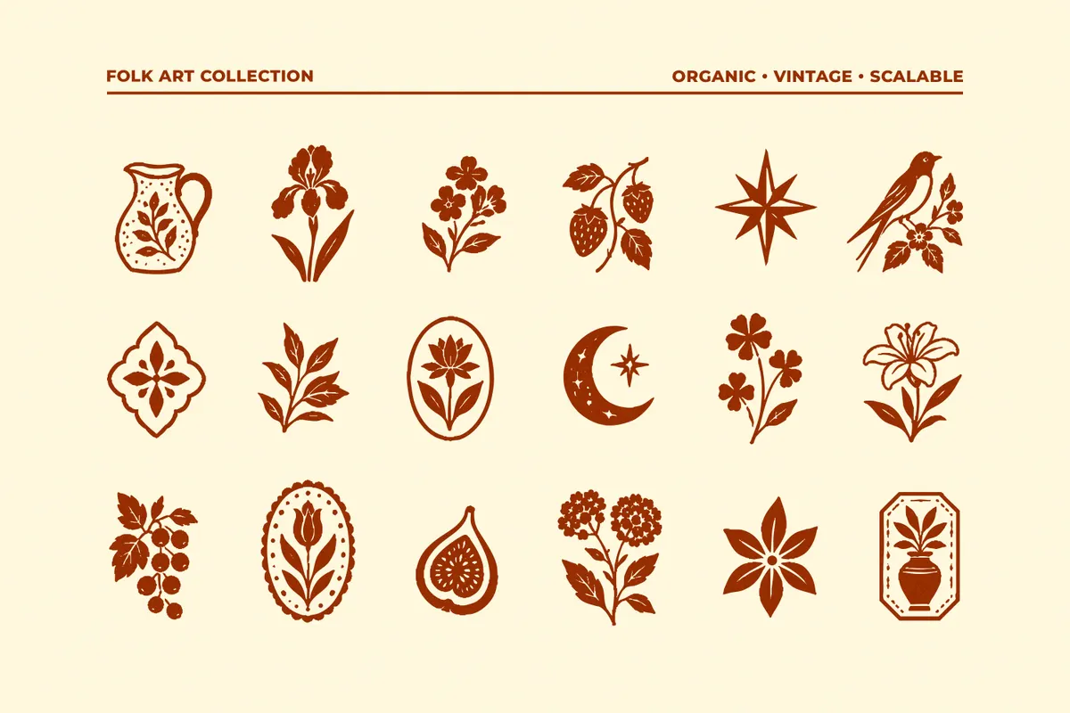 Vintage Folk Vector Elements