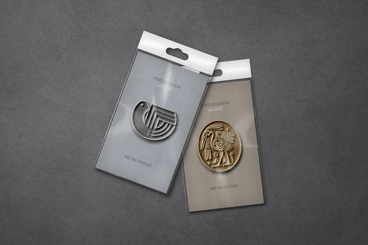 Metallic Pin Badge Mockup
