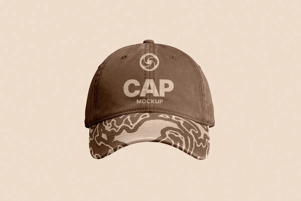 Baseball Cap Mockup with Patterned Brim