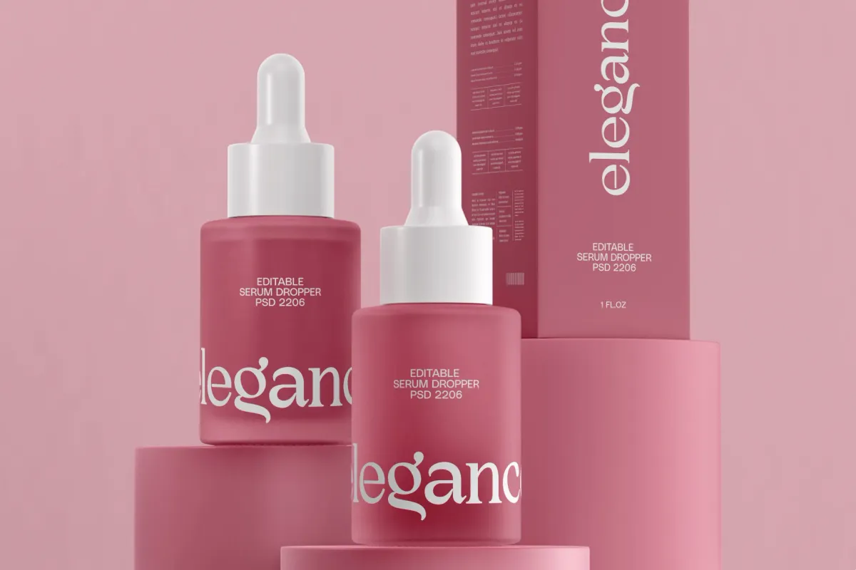 Cosmetic Serum Dropper Bottle Mockup