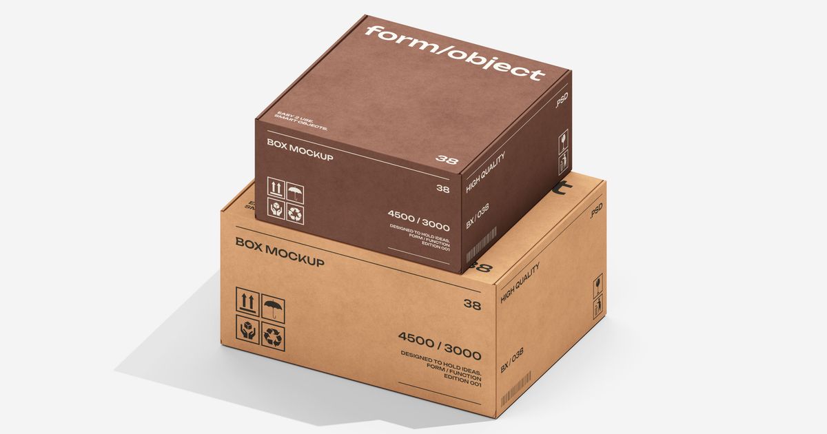 Two Delivery Mailer Boxes Mockup | Pixelbuddha