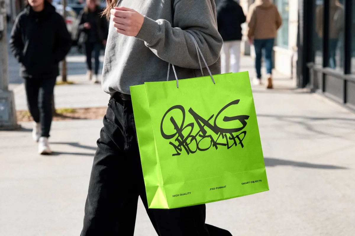 Retail Bag Mockup with Rope Handles