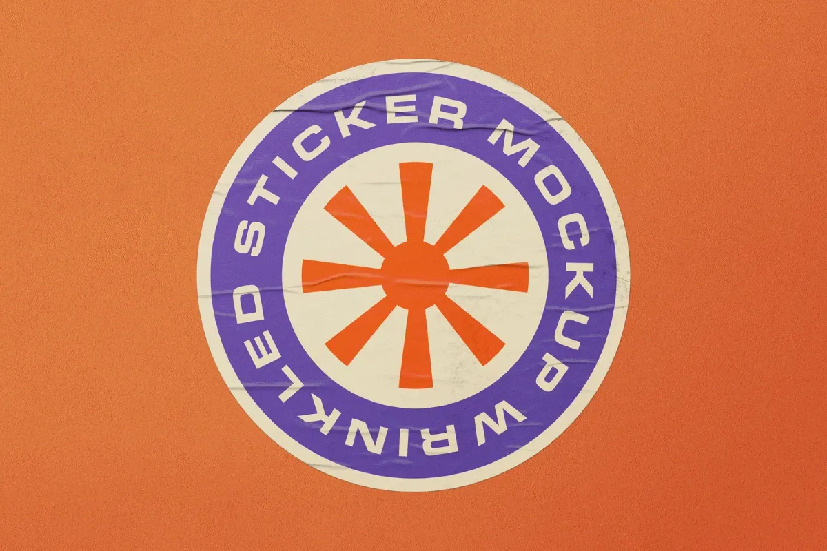 Creased Plastic Stickers Mockup
