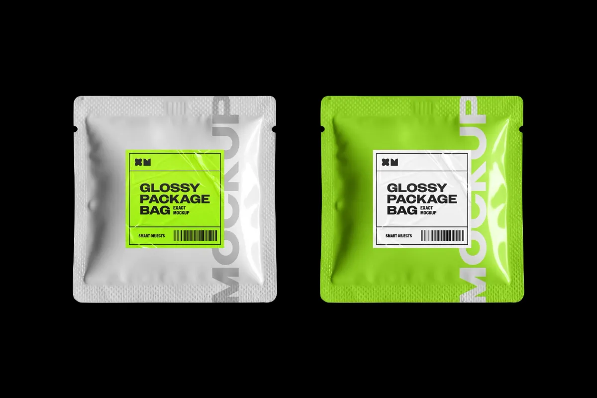 Glossy Sachet Bag Mockup