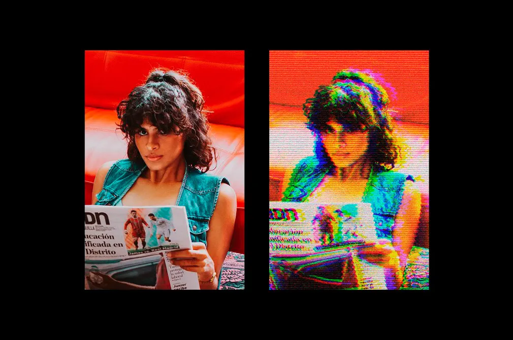 70s TV Glitch Photo Effect