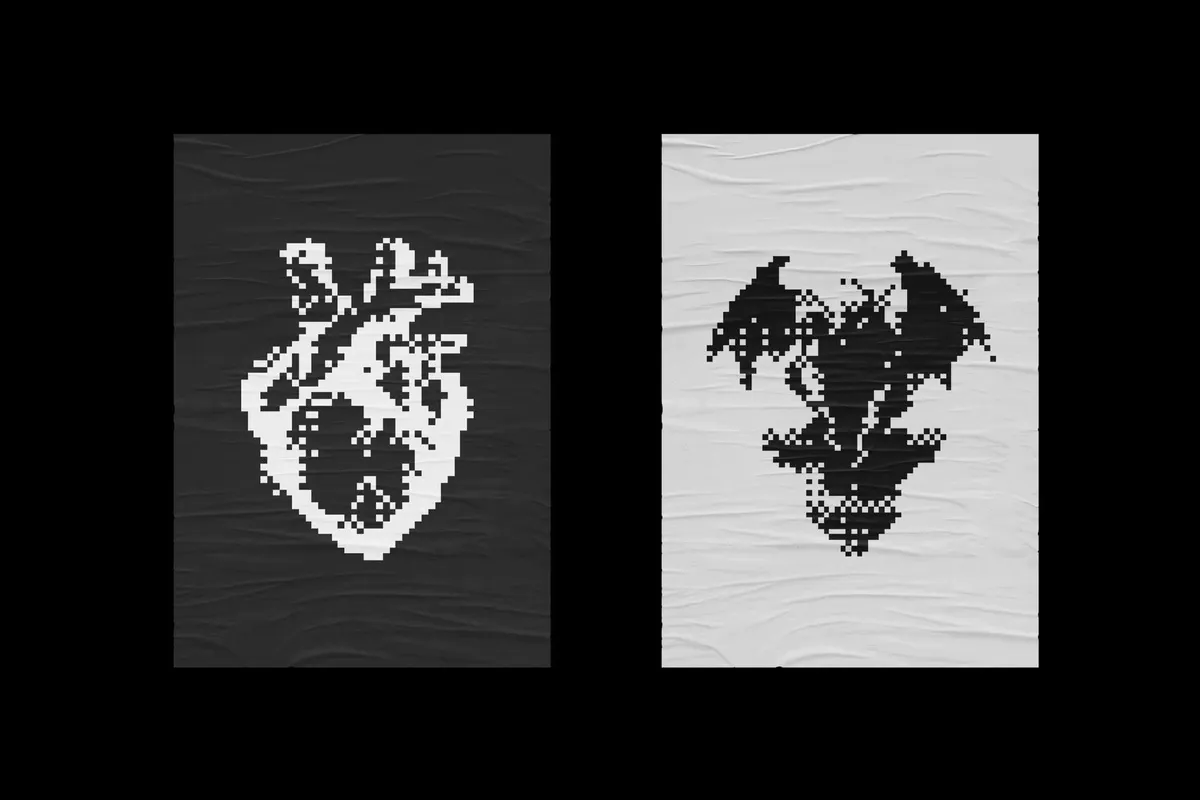 Dark Aesthetic Dithering Graphic Bundle