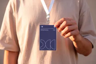 Badge Mockup on Lanyard