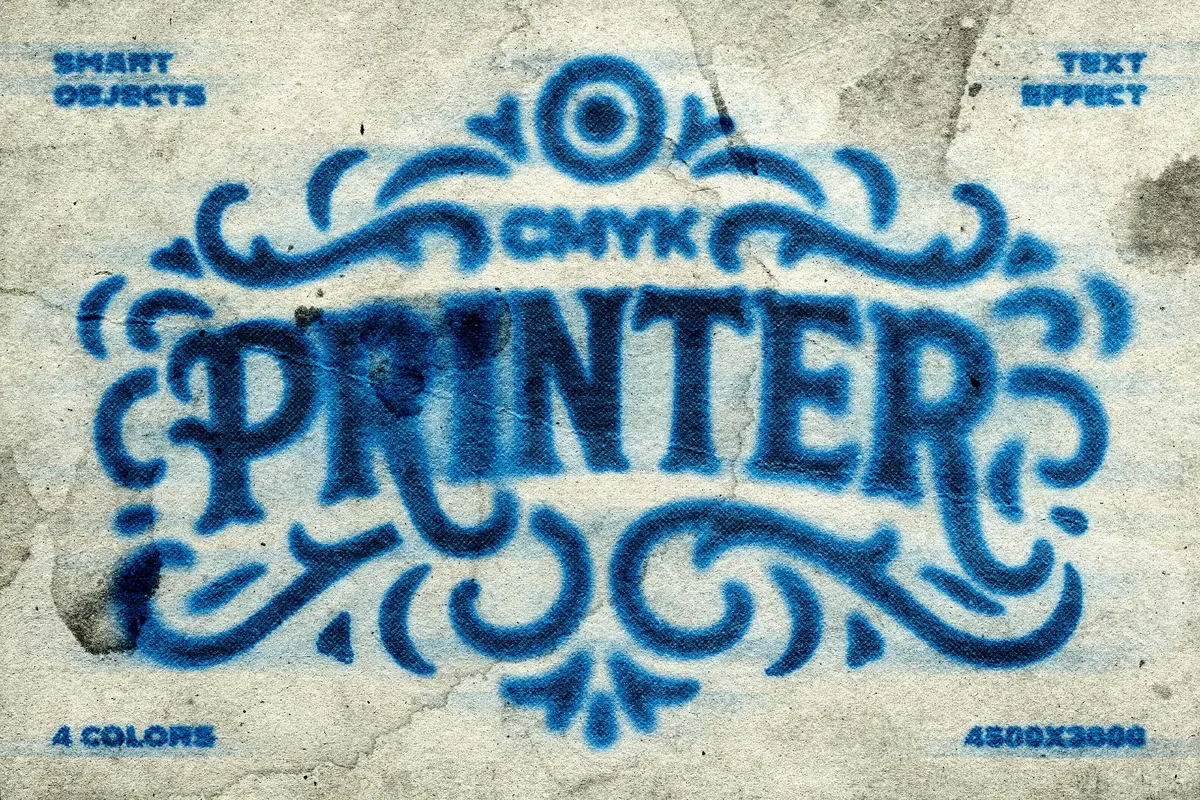 CMYK Ink Retro Printer Text Effect