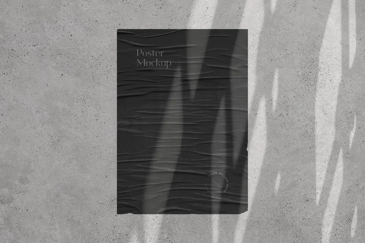 Wrinkled Poster Mockup with Overlays