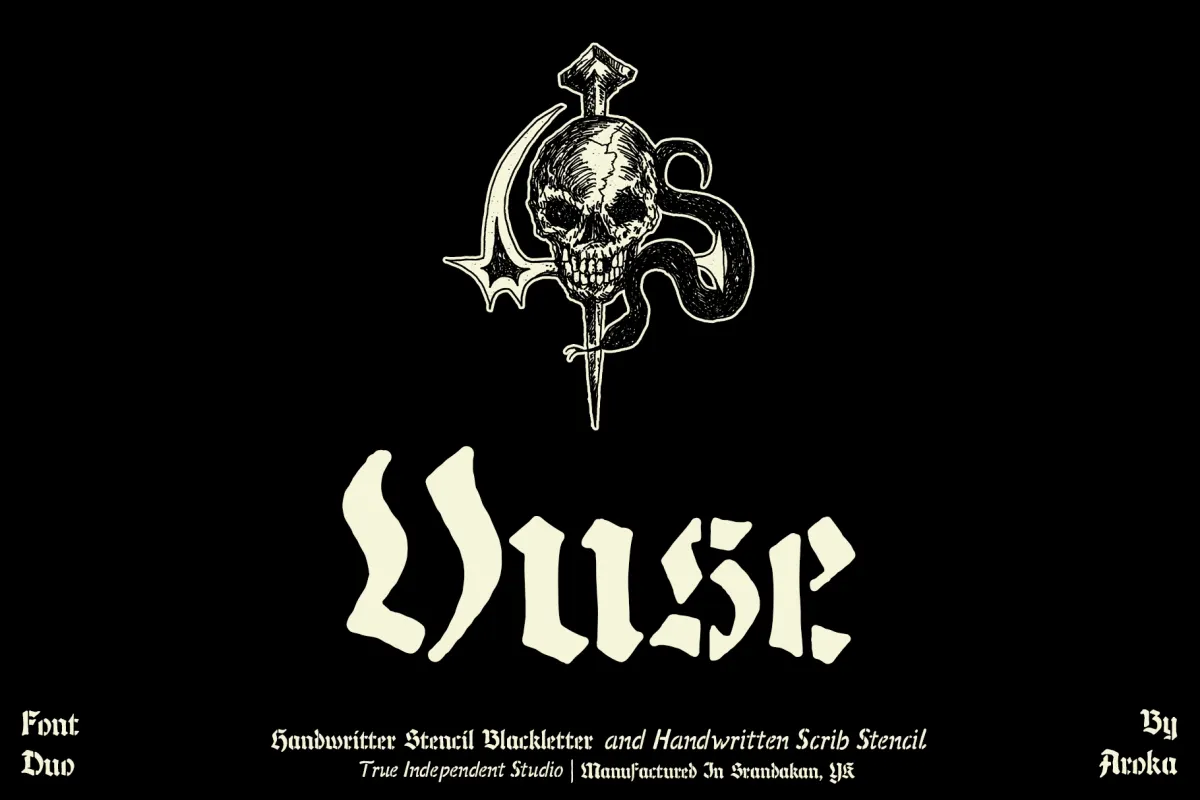 Vuse - Blackletter Stencil Duo Font