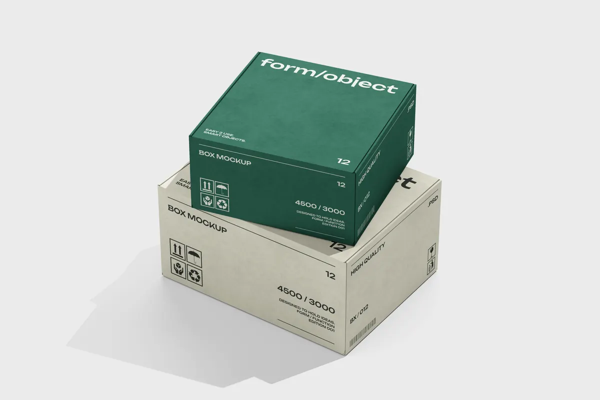 Two Stacked Carton Boxes Mockup