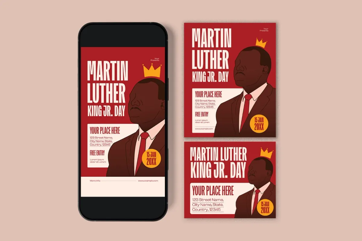 Red Flat Design Martin Luther King Jr. Day Flyer