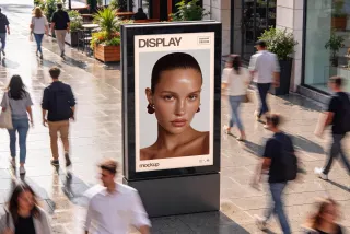 Outdoor Vertical Advertising Display Mockup
