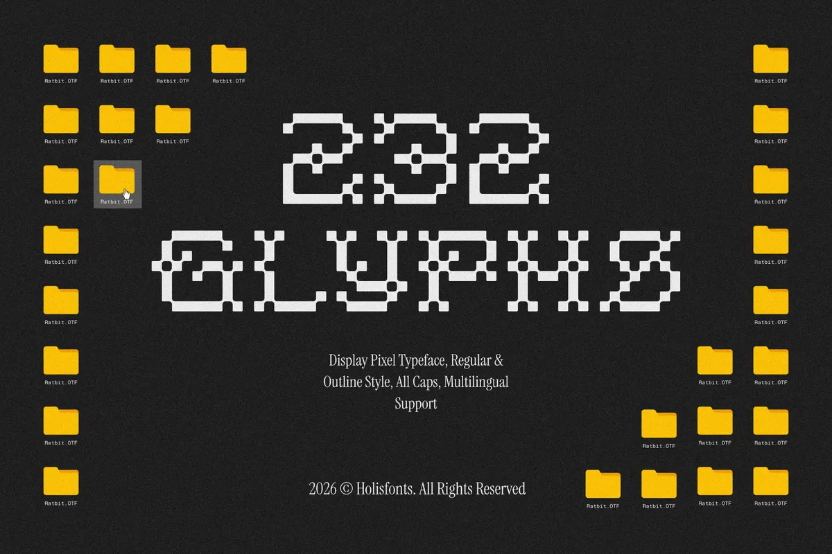 Ratbit - Pixel Display Font with Outline Style