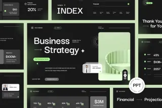 Black&Green Business Strategy Powerpoint Template