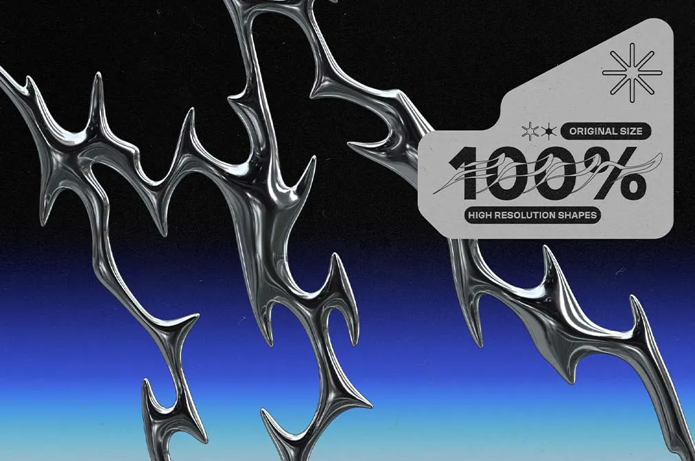 Y2K Chrome Shapes
