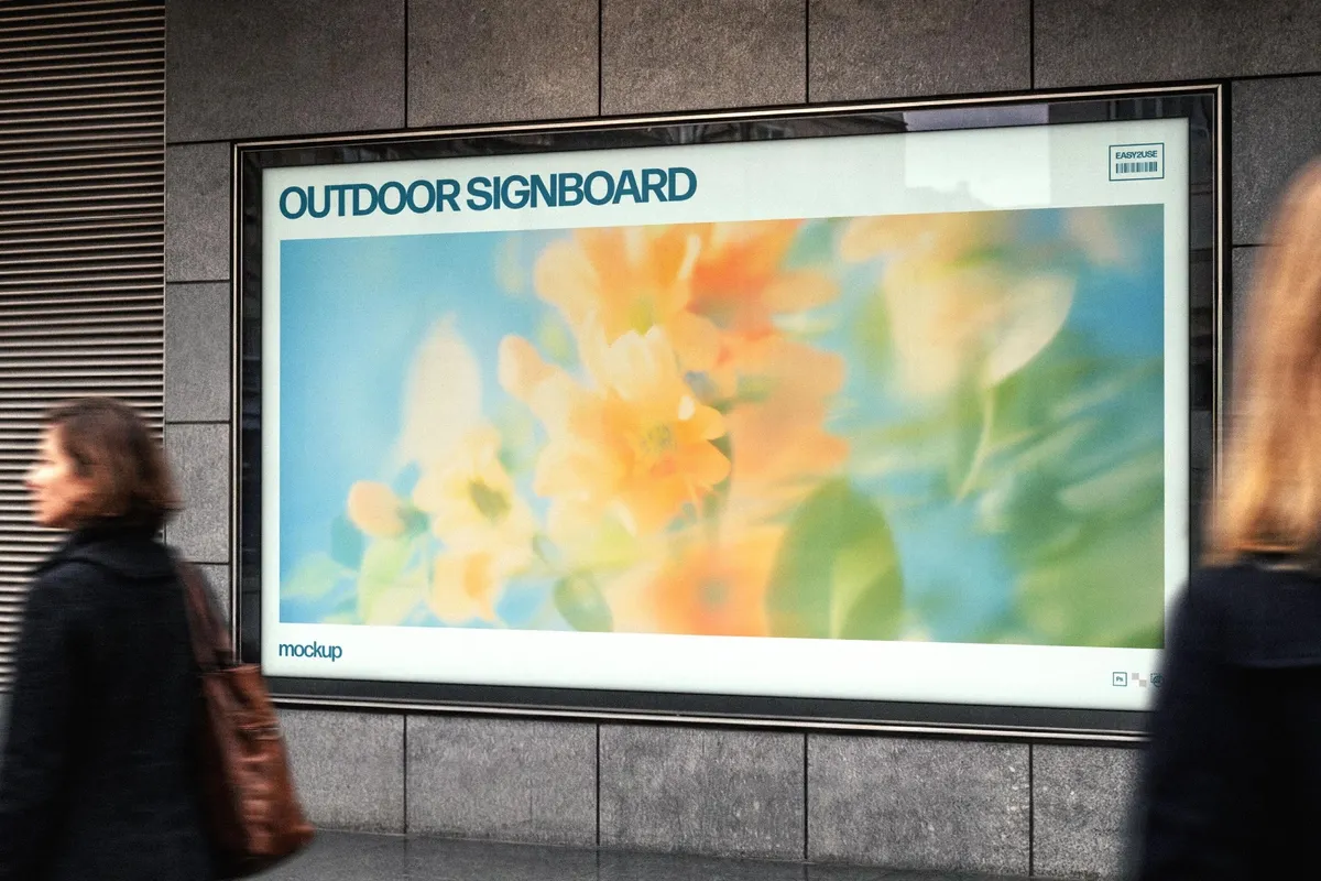 Outdoor Angled Signboard Mockup